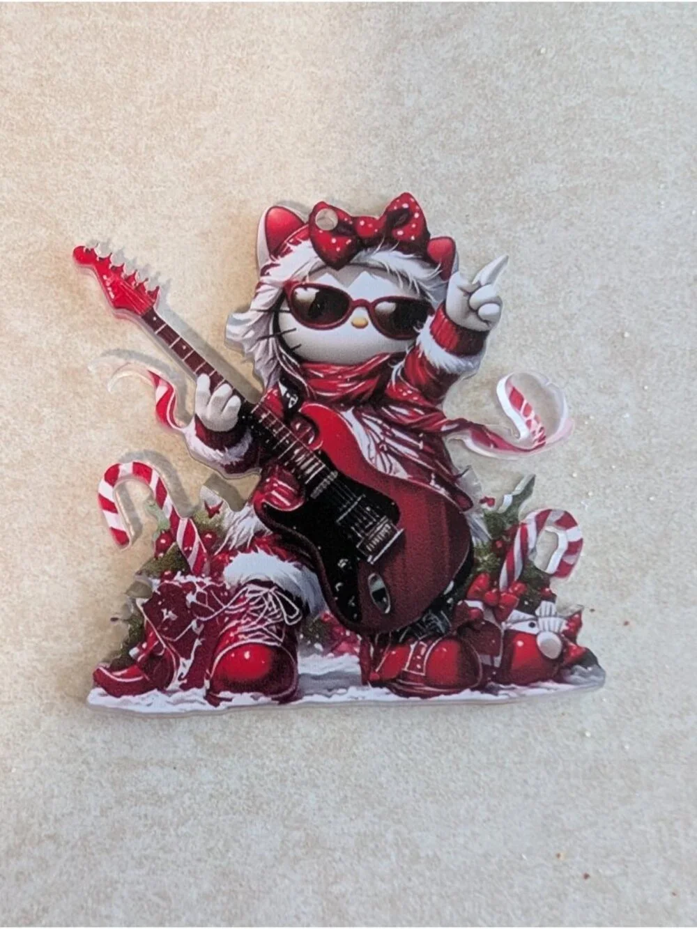 Hello Kitty 2D Acrylic Christmas Tree Ornament Cute Musical Guitar Design Lot 3